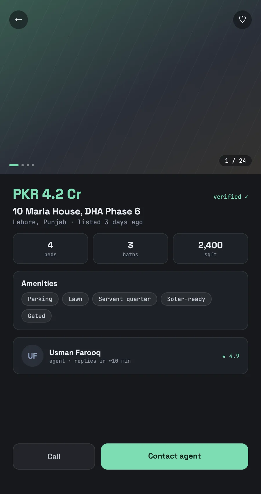 Jaaidad Mobile App — Listing detail